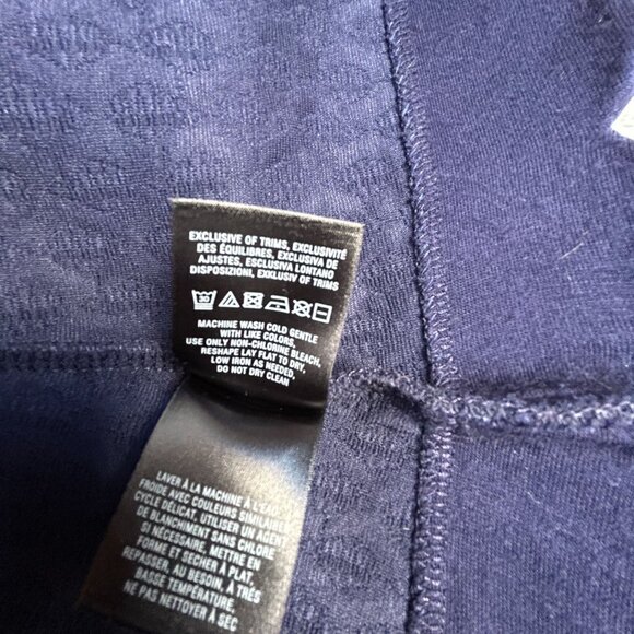 Maeve Womens Navy Blue Textured Sleeveless A-Line Dress Medium Scalloped Back - Picture 7 of 12